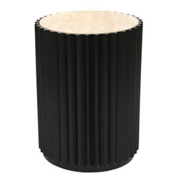 Carter Travertine Side Table - Black