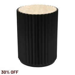 Carter Travertine Side Table - Black