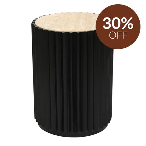 Carter Travertine Side Table - Black