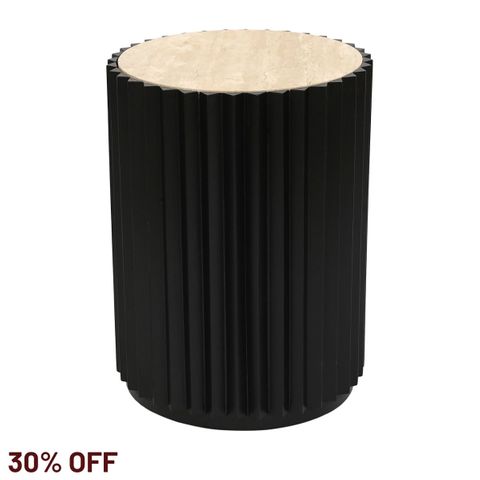 Carter Travertine Side Table - Black
