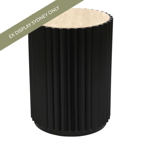 Carter Travertine Side Table - Black - OUTLET NSW