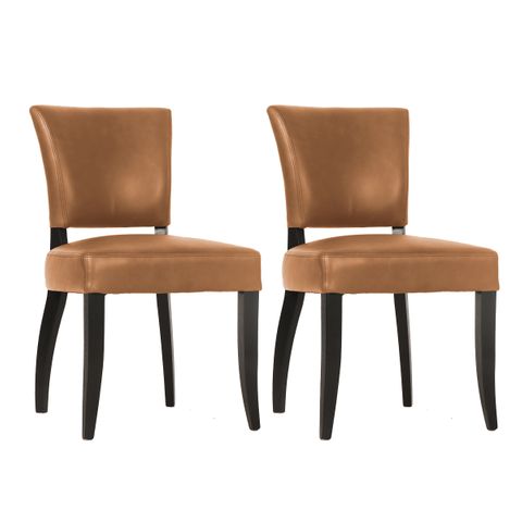 Noah Dining Chair Set of 2 - Tan Leather