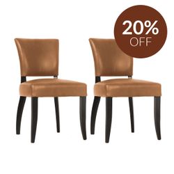 Noah Dining Chair Set of 2 - Tan Leather