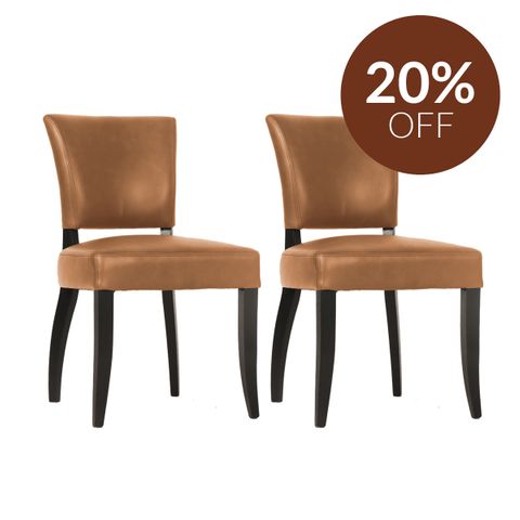 Noah Dining Chair Set of 2 - Tan Leather