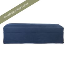 Brighton Slip Cover Bench Ottoman - Navy Linen - OUTLET NSW