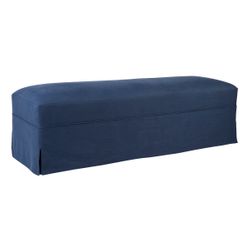 Brighton Slip Cover Bench Ottoman - Navy Linen - OUTLET NSW