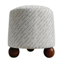 Orta Stool - White Jacquard