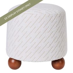 Orta Stool - White Jacquard - OUTLET NSW