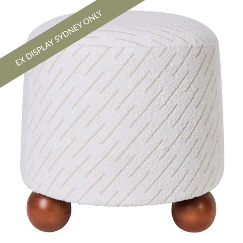 Orta Stool - White Jacquard - OUTLET NSW