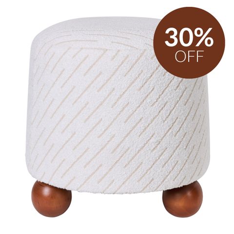 Orta Stool - White Jacquard