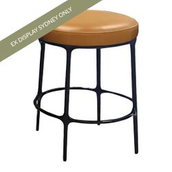 Heston Black Kitchen Stool - Tan Leather - OUTLET NSW