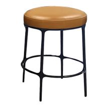 Heston Black Kitchen Stool - Tan Leather - OUTLET NSW