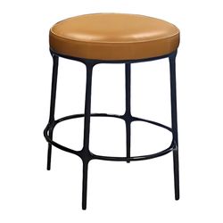 Heston Black Kitchen Stool - Tan Leather - OUTLET NSW