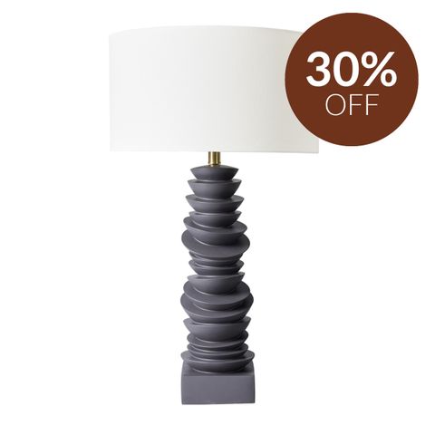 Mendoza Table Lamp - Grey w White Shade