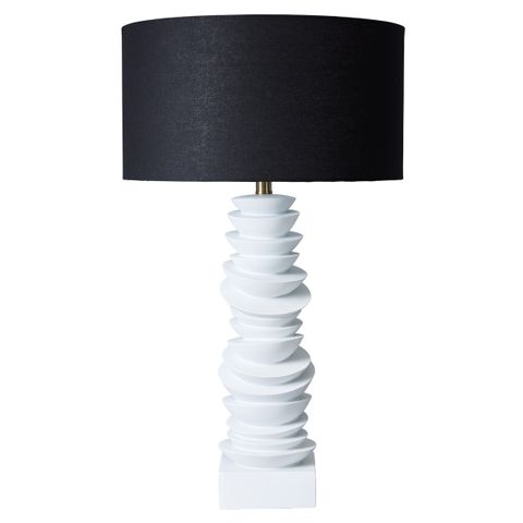 Mendoza Table Lamp - White w Black Shade