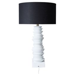 Mendoza Table Lamp - White w Black Shade