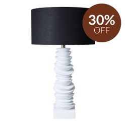 Mendoza Table Lamp - White w Black Shade
