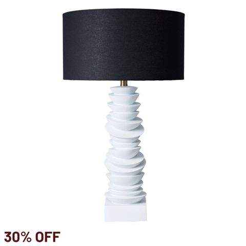 Mendoza Table Lamp - White w Black Shade