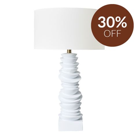 Mendoza Table Lamp - White w White Shade