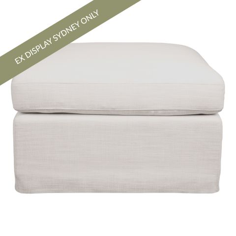 Birkshire Slip Cover Ottoman - Off White Linen - OUTLET NSW