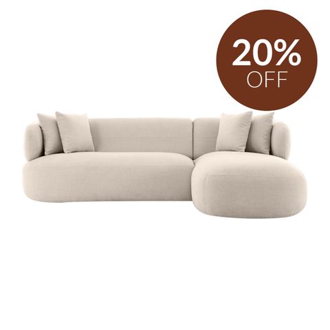 Greenwich 3 Seater Sofa w Right Chaise - Natural Chenille