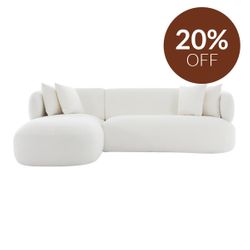 Greenwich 3 Seater Sofa w Left Chaise - Ivory Chenille