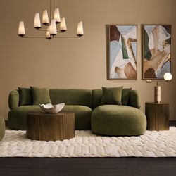 Greenwich 3 Seater Sofa w Right Chaise - Sage Chenille
