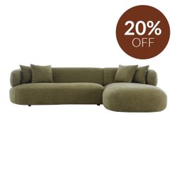 Greenwich 3 Seater Sofa w Right Chaise - Sage Chenille