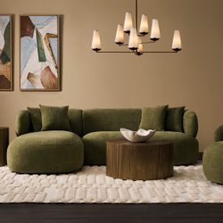 Greenwich 3 Seater Sofa w Left Chaise - Sage Chenille