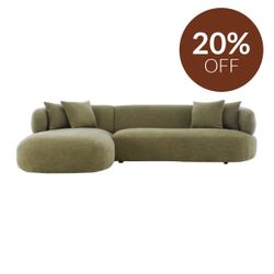 Greenwich 3 Seater Sofa w Left Chaise - Sage Chenille