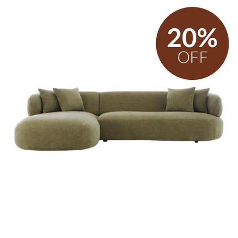 Greenwich 3 Seater Sofa w Left Chaise - Sage Chenille