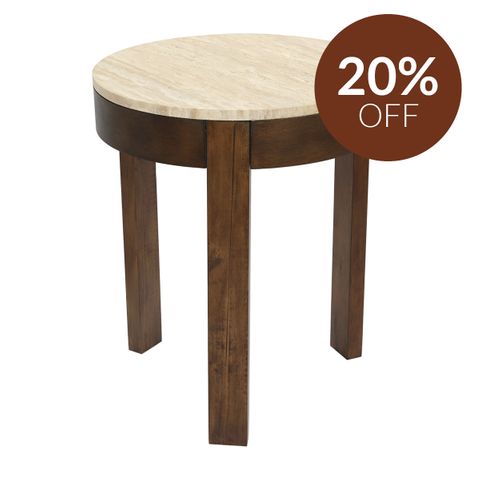 Oliver Travertine Side Table - Large Brown