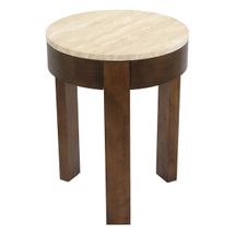 Oliver Travertine Side Table - Small Brown