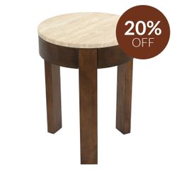 Oliver Travertine Side Table - Small Brown