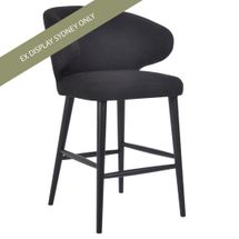 Harlow Black Kitchen Stool - Black Linen - OUTLET NSW
