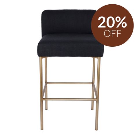 Leon Kitchen Stool - Black Linen