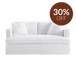 Birkshire 2 Seater Slip Cover Sofa - White Linen