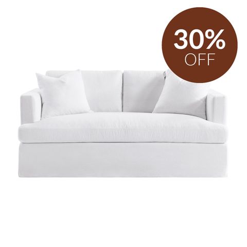 Birkshire 2 Seater Slip Cover Sofa - White Linen
