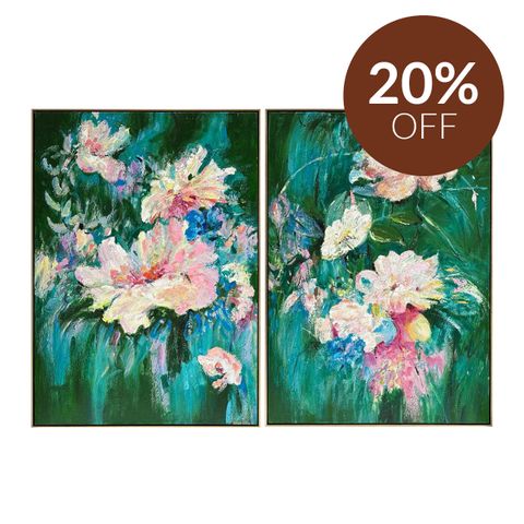 Blooming Set of Two Oil On Canvas Painting