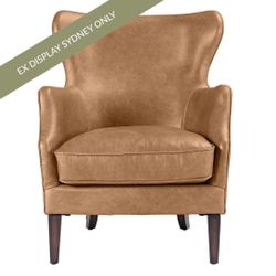 Marlon Arm Chair - Light Brown Leather - OUTLET NSW