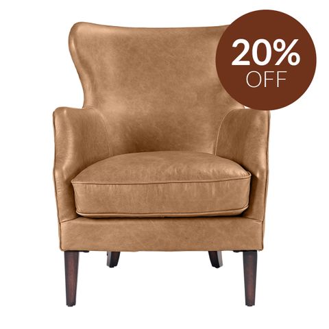 Marlon Arm Chair - Light Brown Leather