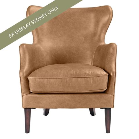 Marlon Arm Chair - Light Brown Leather - OUTLET NSW