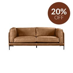 Keaton 2.5 Seater Sofa - Light Brown Leather