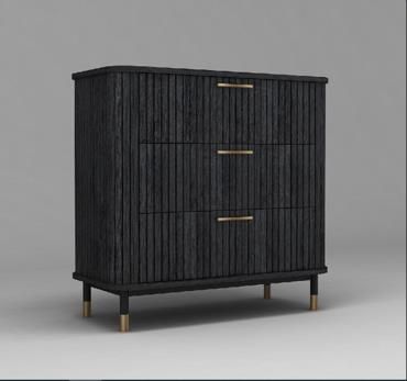 Sophia 3 Drawer Chest - Black - OUTLET NSW