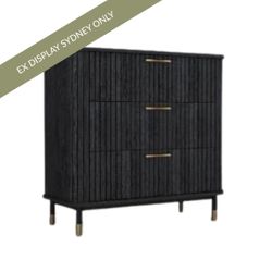 Sophia 3 Drawer Chest - Black - OUTLET NSW