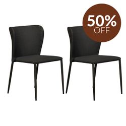 Foley Dining Chair Set of 2 - Black w Metal Legs