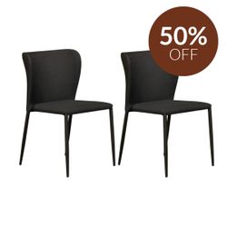 Foley Dining Chair Set of 2 - Black w Metal Legs
