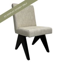 Crawford Black Dining Chair - Natural Linen - OUTLET NSW