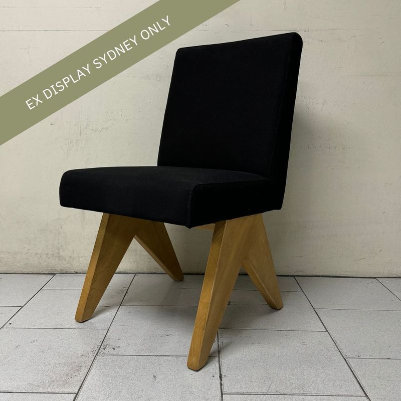 Crawford Natural Dining Chair - Black Cotton - OUTLET NSW