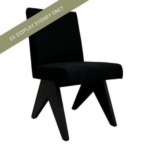 Crawford Black Dining Chair - Black Cotton - OUTLET NSW